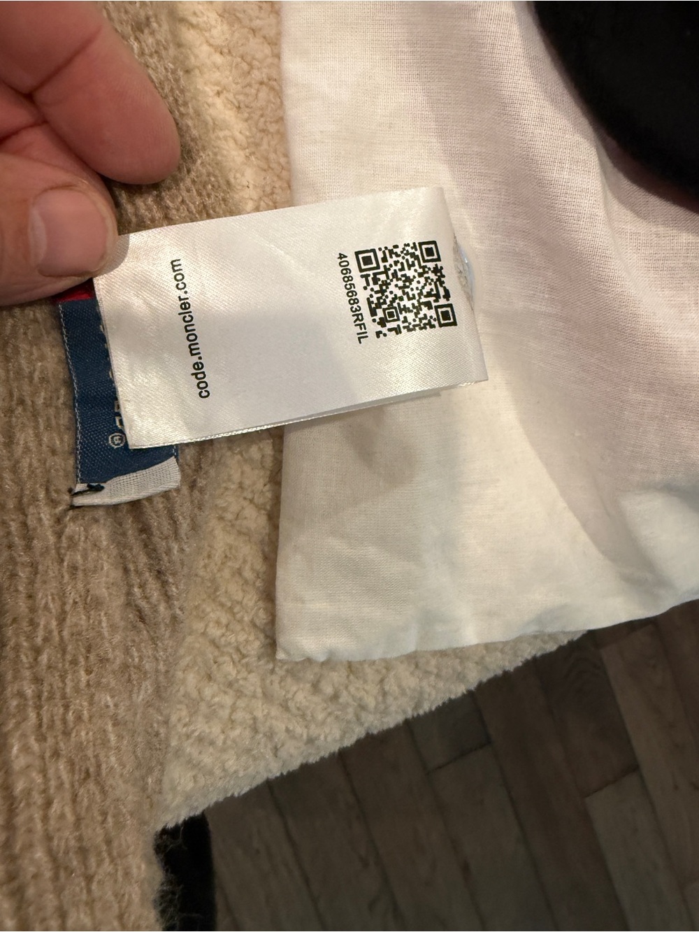 Moncler Tan Ribbed Knit Scarf with Logo Tag - Picture 5 of 5
